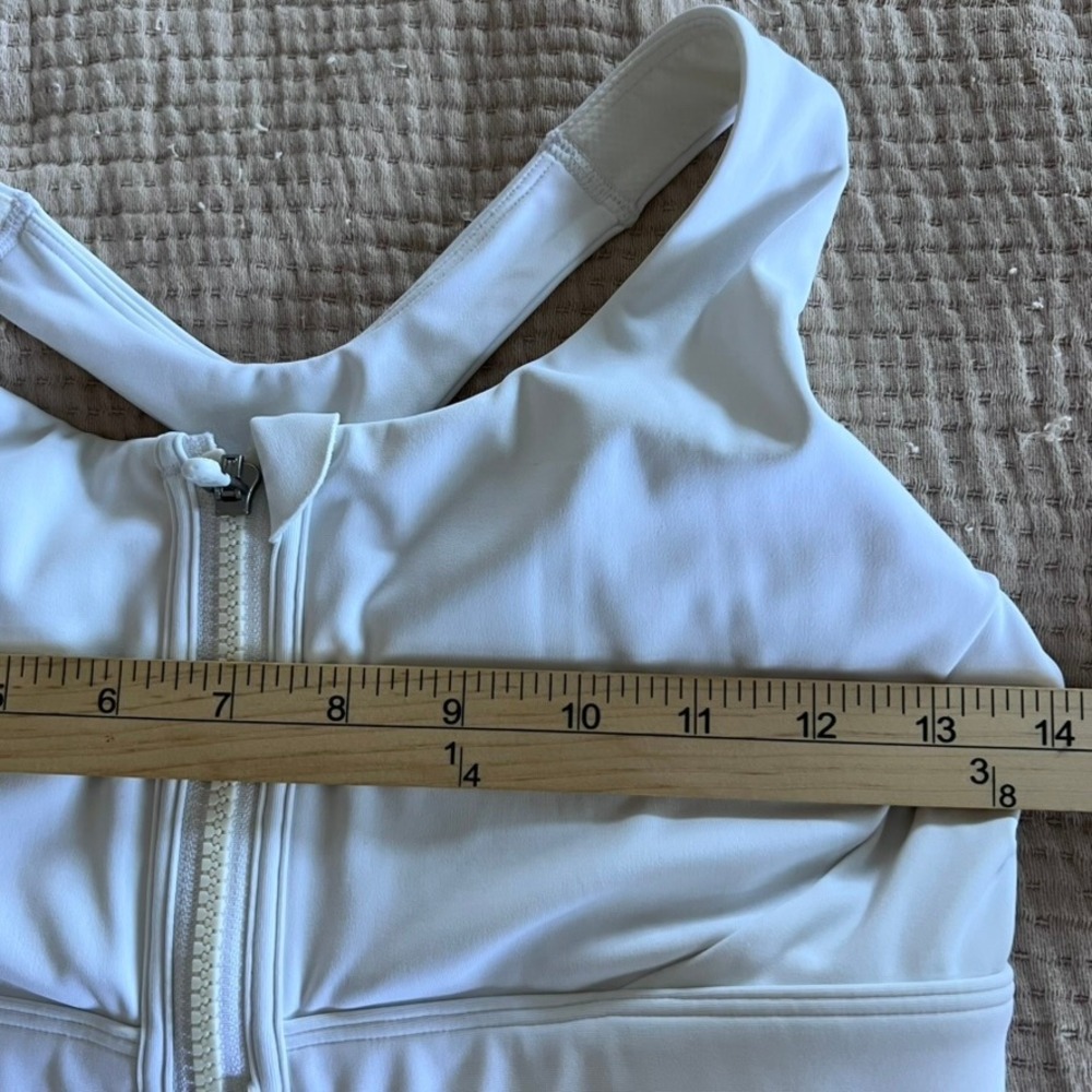 ATHLETA White Zip Front Sports Bra Racerback S/M Workout Fitness Women's - Picture 8 of 9